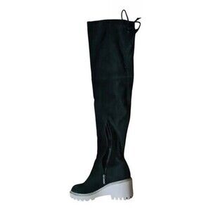 Nicole Miller Womens Black  Chunky Platform Bass Over The Knee  Boots 6